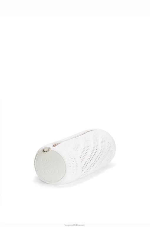 Loewe Women Bracelet pouch in raffia and calfskin 206XF377 White