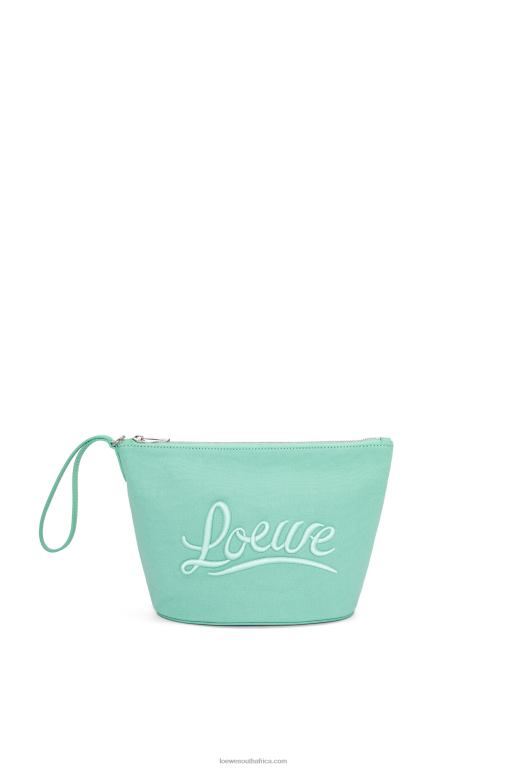 Loewe Women Cosmetic pouch in canvas and calfskin 206XF592 Fresh Mint
