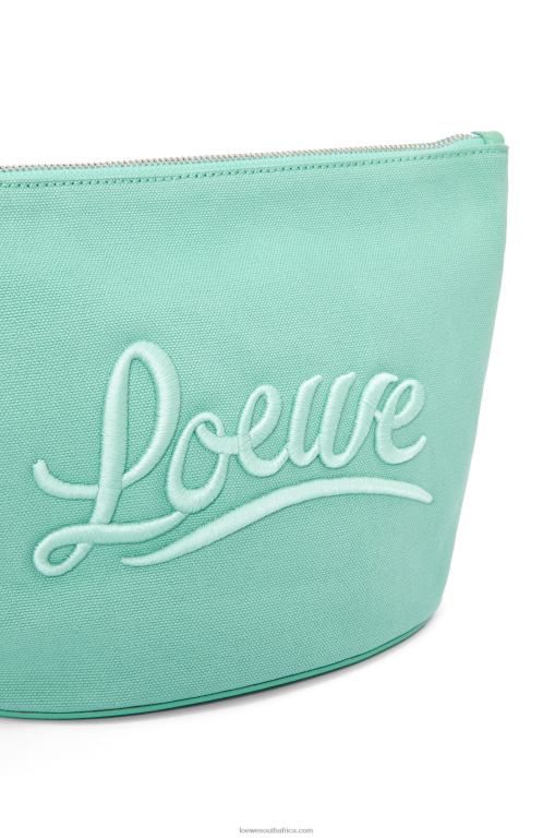 Loewe Women Cosmetic pouch in canvas and calfskin 206XF592 Fresh Mint
