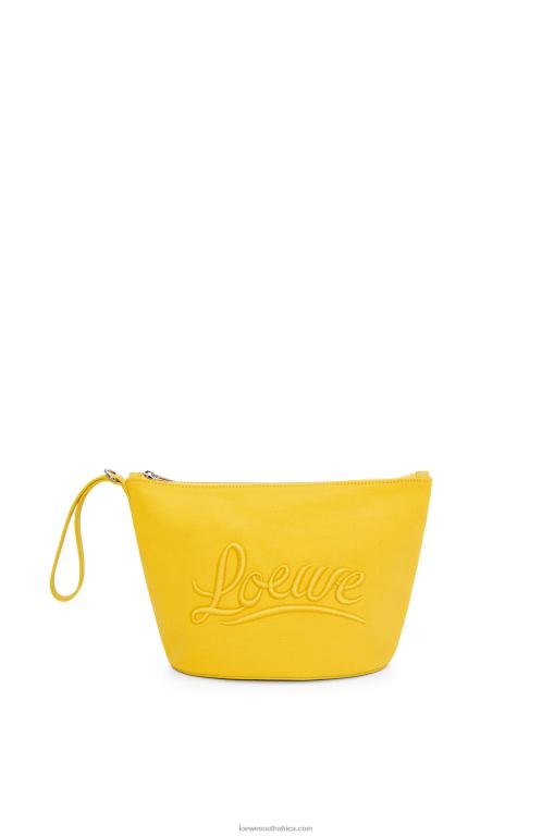Loewe Women Cosmetic pouch in canvas and calfskin 206XF593 Yellow