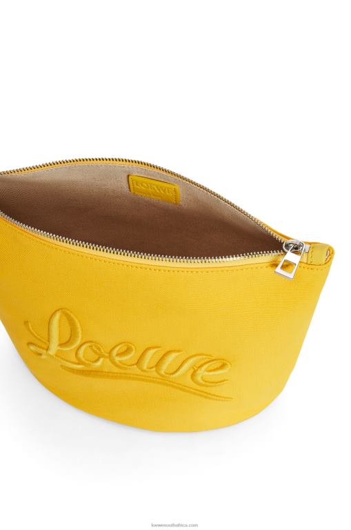 Loewe Women Cosmetic pouch in canvas and calfskin 206XF593 Yellow