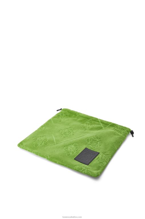 Loewe Women Drawstring pouch in cotton towelling 206XF582 Green