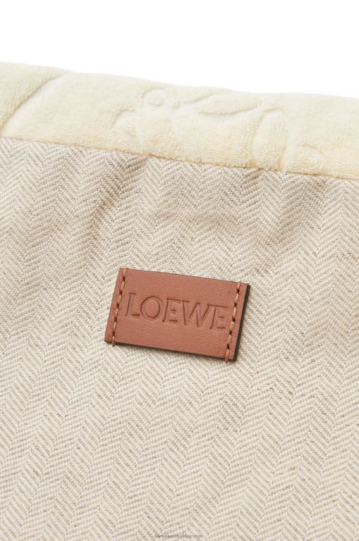 Loewe Women Drawstring pouch in cotton towelling 206XF583 Ecru