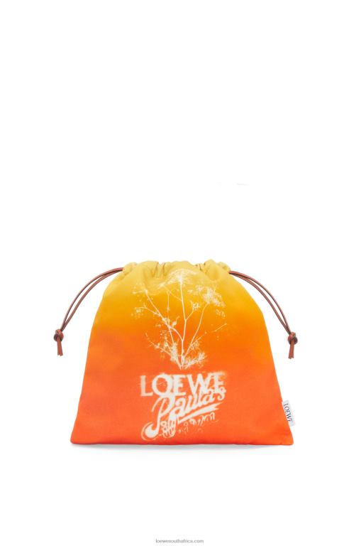 Loewe Women Fennel drawstring pouch in canvas 206XF630 Orange