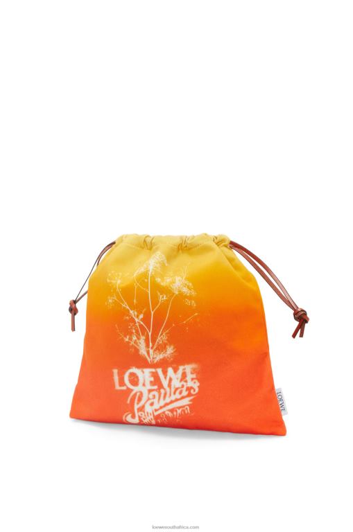 Loewe Women Fennel drawstring pouch in canvas 206XF630 Orange