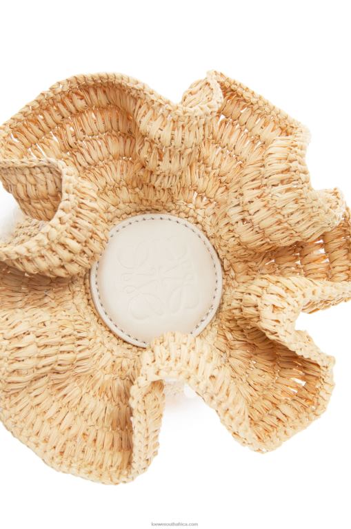 Loewe Women Fish pouch in canvas and raffia 206XF221 Natural/Ivory