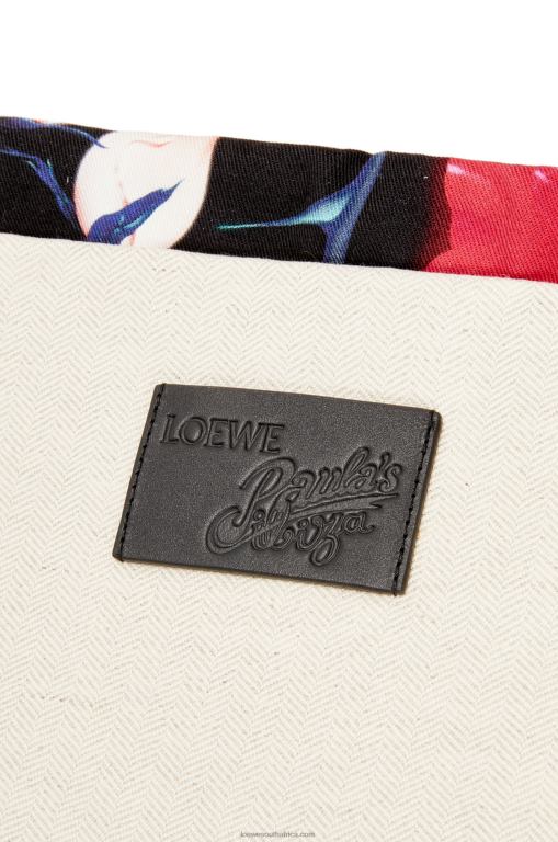 Loewe Women Roses drawstring pouch in canvas 206XF586 Black