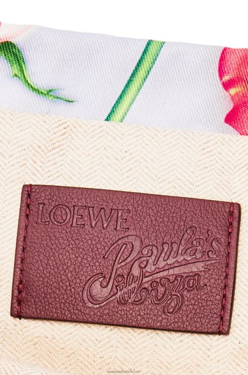 Loewe Women Roses drawstring pouch in canvas 206XF587 Blue Lilac