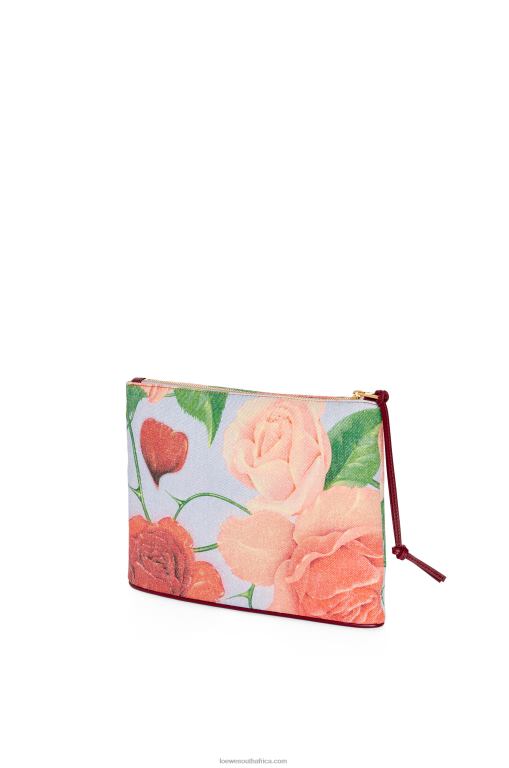 Loewe Women Roses oblong pouch in denim 206XF584 Blue Lilac