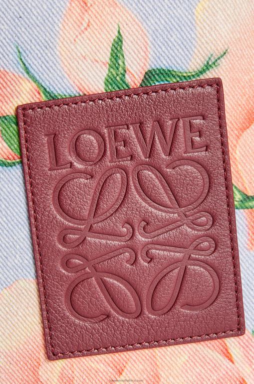 Loewe Women Roses oblong pouch in denim 206XF584 Blue Lilac