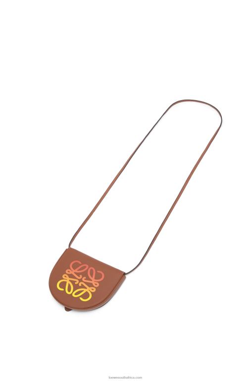 Loewe Women Small Anagram Heel pouch in classic calfskin 206XF619 Tan