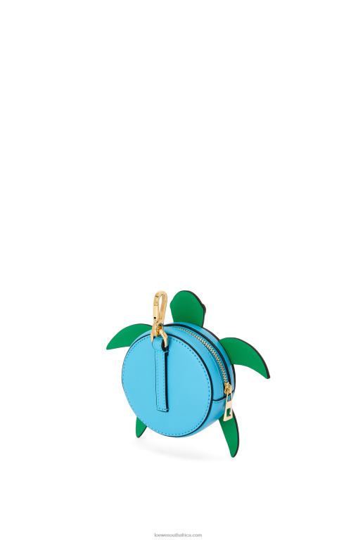 Loewe Women Turtle Cookie pouch in classic calfskin 206XF617 Blue/Green