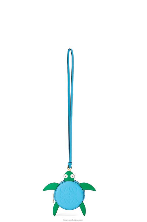 Loewe Women Turtle Cookie pouch in classic calfskin 206XF617 Blue/Green