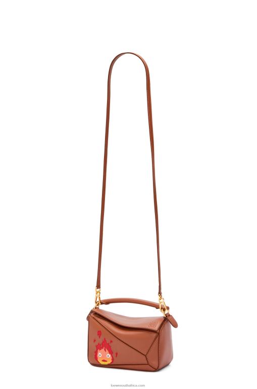 Loewe Women Calcifer mini Puzzle bag in satin calfskin 206XF260 Rust