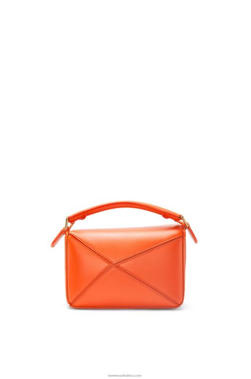 Loewe Women Calcifer mini Puzzle bag in satin calfskin 206XF261 Orange
