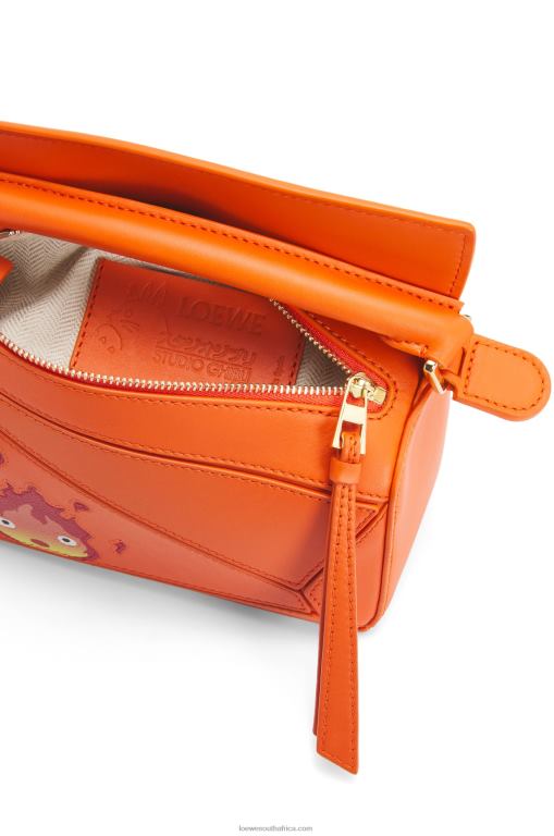 Loewe Women Calcifer mini Puzzle bag in satin calfskin 206XF261 Orange