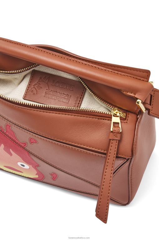 Loewe Women Calcifer small Puzzle bag in satin calfskin 206XF442 Rust