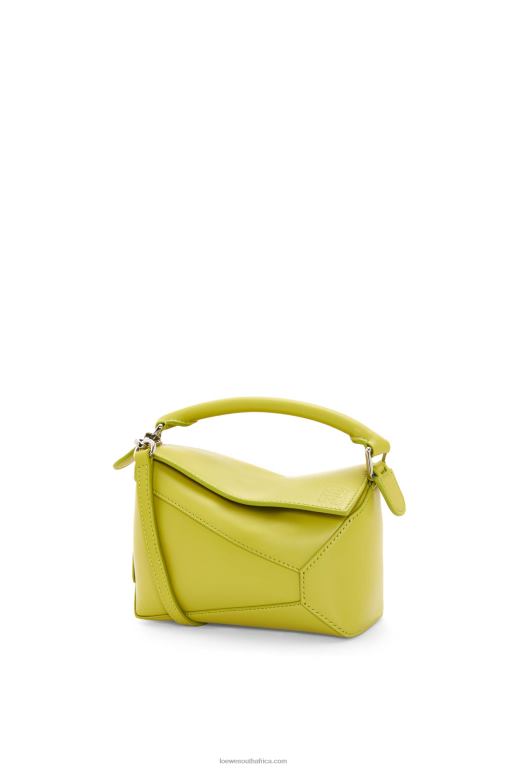 Loewe Women Mini Puzzle Edge bag in satin calfskin 206XF211 Lime Yellow