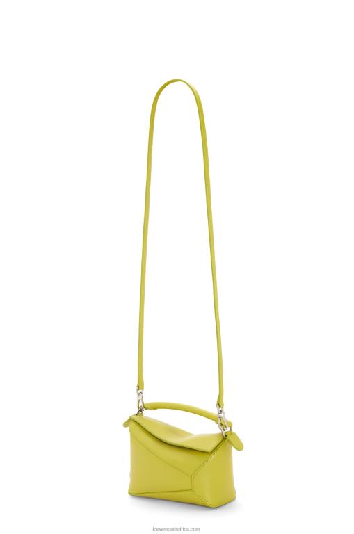 Loewe Women Mini Puzzle Edge bag in satin calfskin 206XF211 Lime Yellow