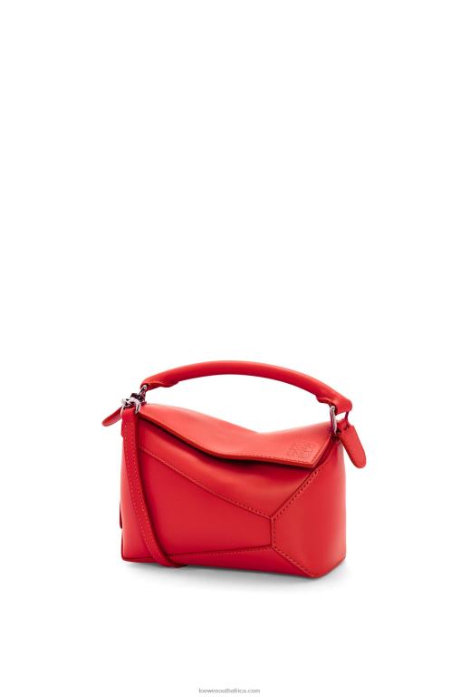 Loewe Women Mini Puzzle Edge bag in satin calfskin 206XF213 Red