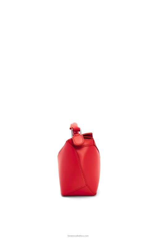 Loewe Women Mini Puzzle Edge bag in satin calfskin 206XF213 Red