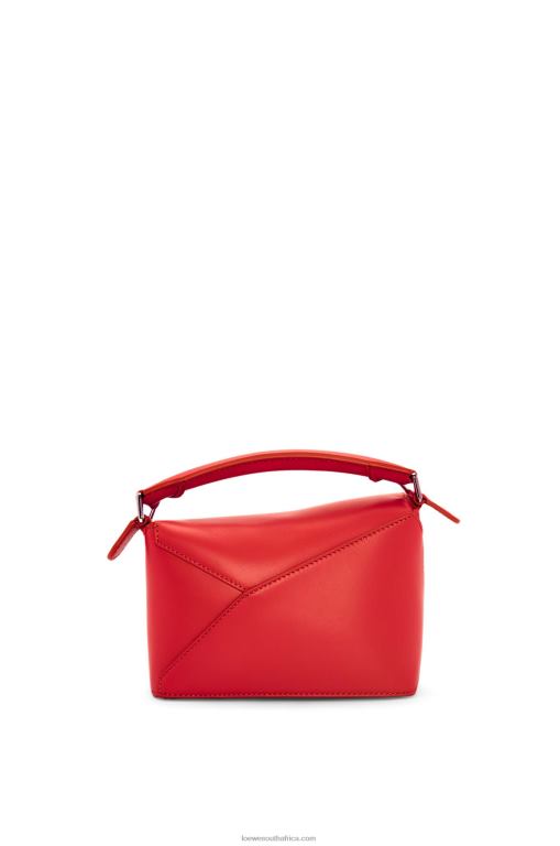 Loewe Women Mini Puzzle Edge bag in satin calfskin 206XF213 Red