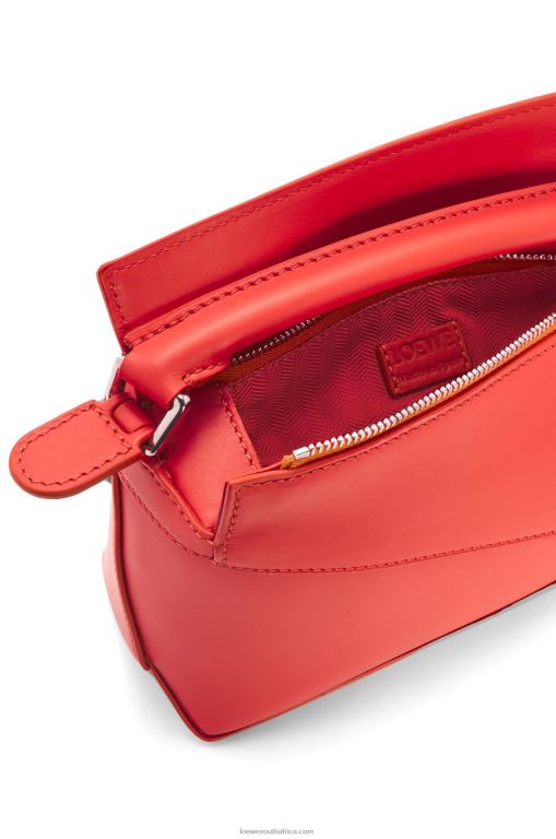 Loewe Women Mini Puzzle Edge bag in satin calfskin 206XF213 Red