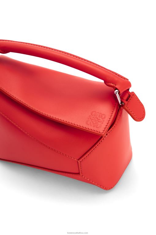 Loewe Women Mini Puzzle Edge bag in satin calfskin 206XF213 Red
