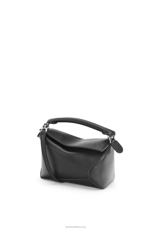 Loewe Women Mini Puzzle Edge bag in satin calfskin 206XF219 Black