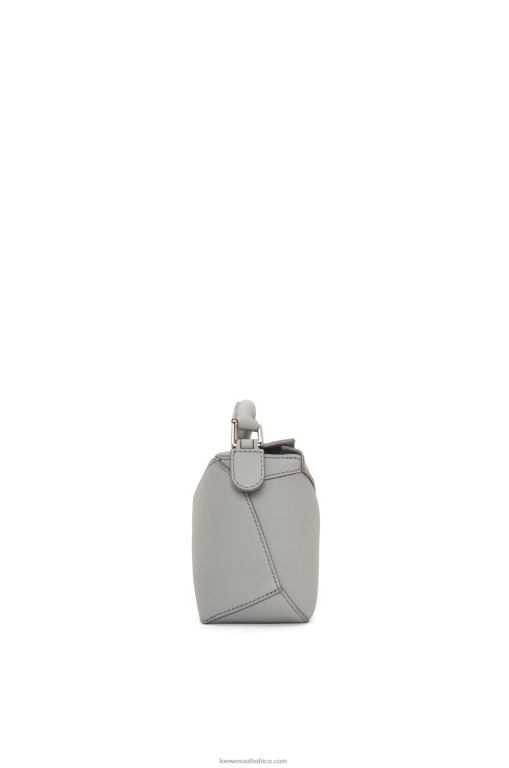 Loewe Women Mini Puzzle Edge bag in soft grained calfskin 206XF198 Pearl Grey
