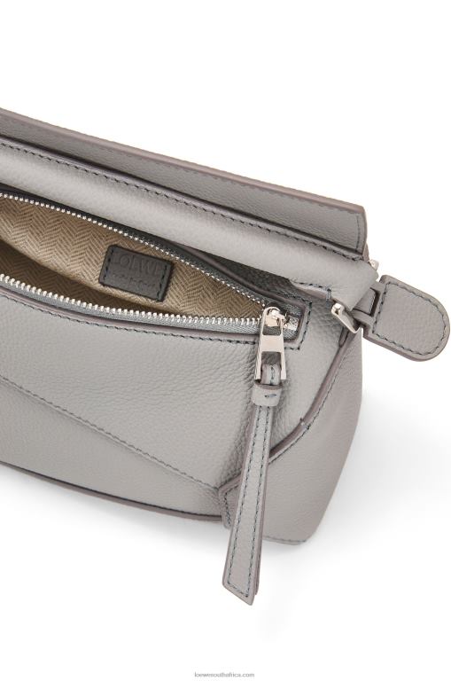 Loewe Women Mini Puzzle Edge bag in soft grained calfskin 206XF198 Pearl Grey