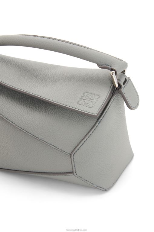 Loewe Women Mini Puzzle Edge bag in soft grained calfskin 206XF198 Pearl Grey