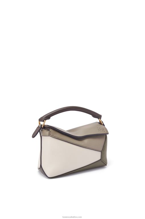 Loewe Women Mini Puzzle Edge in nappa calfskin 206XF253 Laurel Green/Light Oat