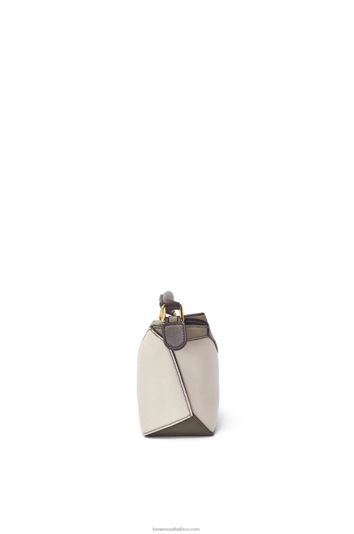 Loewe Women Mini Puzzle Edge in nappa calfskin 206XF253 Laurel Green/Light Oat
