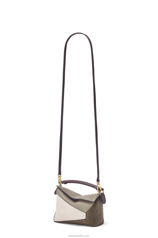 Loewe Women Mini Puzzle Edge in nappa calfskin 206XF253 Laurel Green/Light Oat