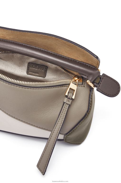 Loewe Women Mini Puzzle Edge in nappa calfskin 206XF253 Laurel Green/Light Oat