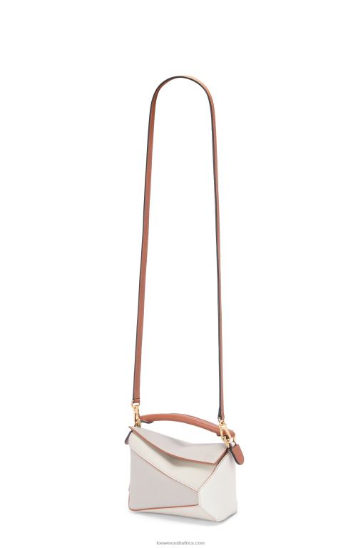 Loewe Women Mini Puzzle Edge in nappa calfskin 206XF258 Ghost/Soft White