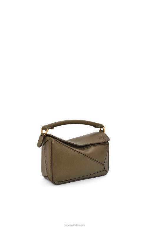 Loewe Women Mini Puzzle bag in classic calfskin 206XF202 Dark Khaki Green