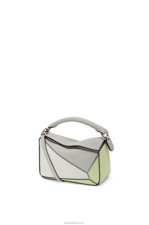 Loewe Women Mini Puzzle bag in classic calfskin 206XF257 Ash Grey/Light Celadon