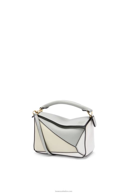 Loewe Women Mini Puzzle bag in classic calfskin 206XF288 Ash Grey/Marble Green