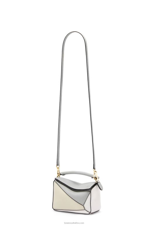 Loewe Women Mini Puzzle bag in classic calfskin 206XF288 Ash Grey/Marble Green