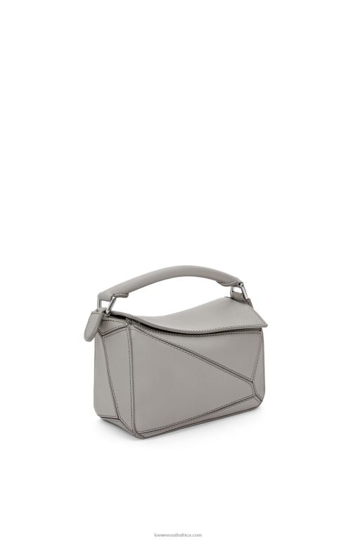 Loewe Women Mini Puzzle bag in classic calfskin 206XF314 Pearl Grey