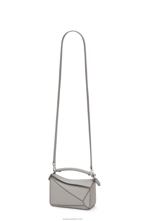 Loewe Women Mini Puzzle bag in classic calfskin 206XF314 Pearl Grey