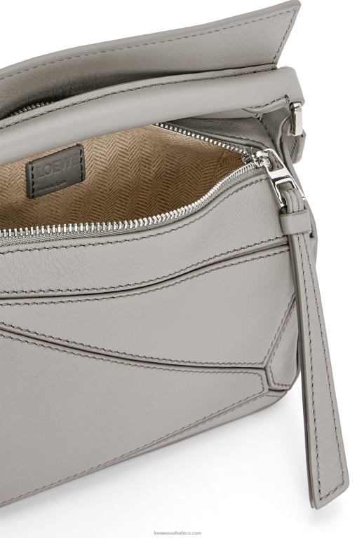 Loewe Women Mini Puzzle bag in classic calfskin 206XF314 Pearl Grey