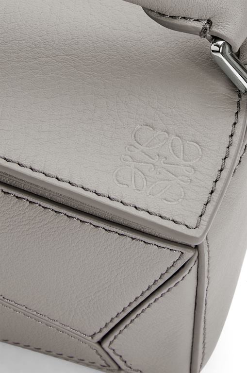 Loewe Women Mini Puzzle bag in classic calfskin 206XF314 Pearl Grey
