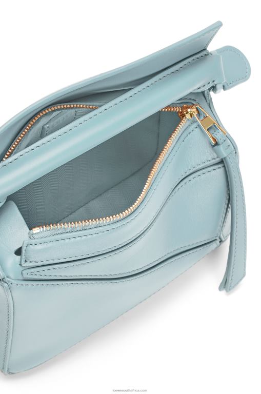 Loewe Women Mini Puzzle bag in satin calfskin 206XF264 Aquamarine