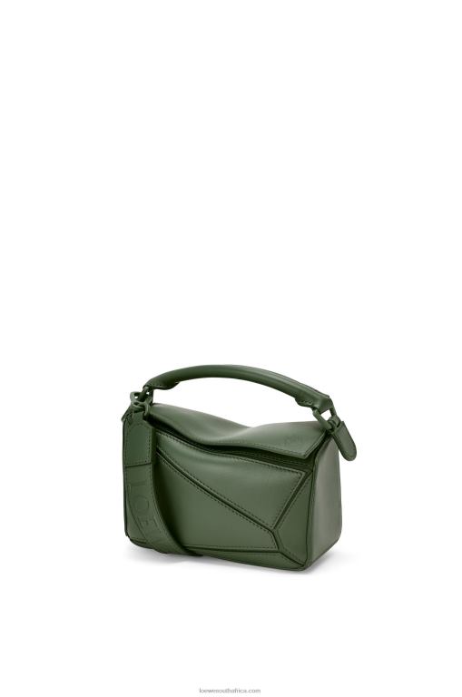 Loewe Women Mini Puzzle bag in satin calfskin 206XF270 Vintage Khaki