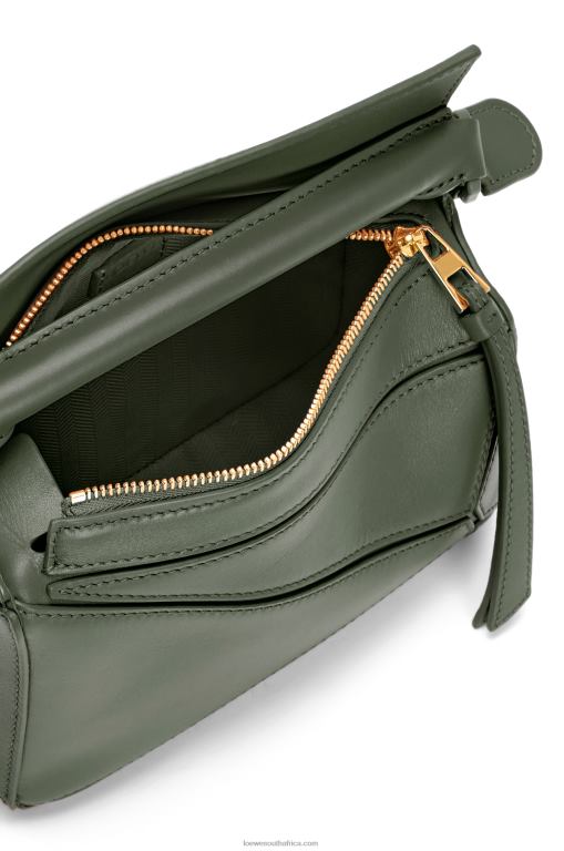 Loewe Women Mini Puzzle bag in satin calfskin 206XF270 Vintage Khaki