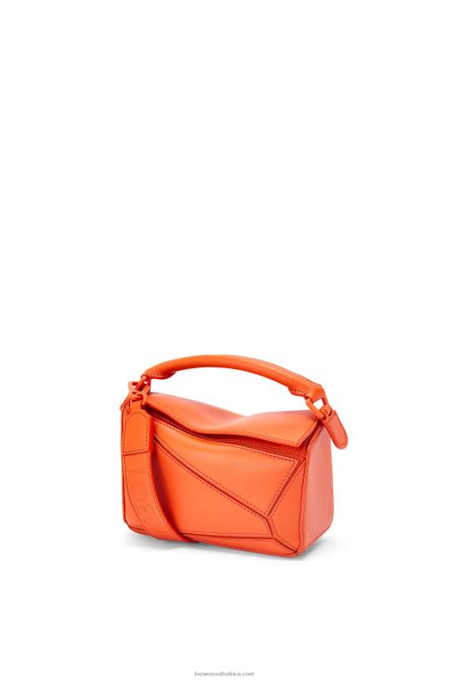 Loewe Women Mini Puzzle bag in satin calfskin 206XF271 Orange