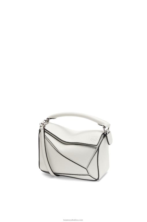 Loewe Women Mini Puzzle bag in soft grained calfskin 206XF203 Soft White